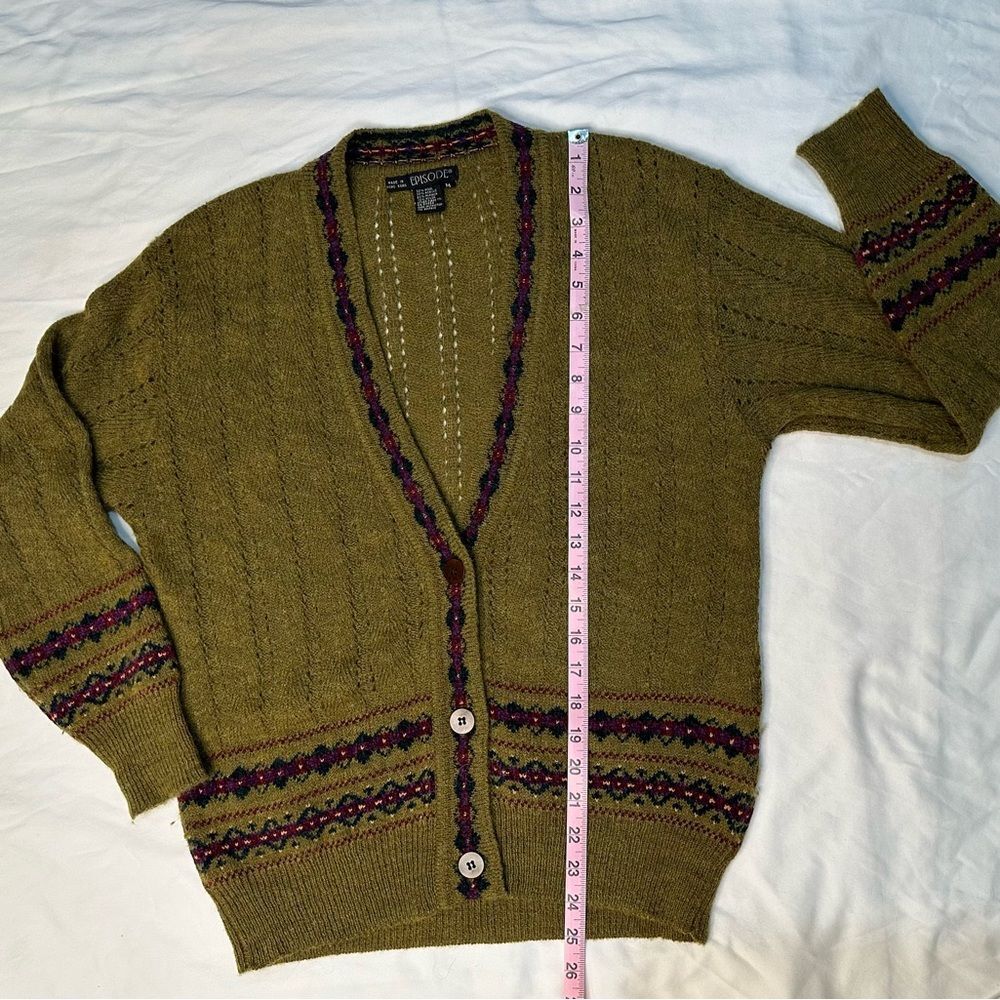 Vintage Episode Alpaca Wool Blend Cardigan Fair Isle Knit Cottagecore/Boho Sz M - Picture 7 of 10